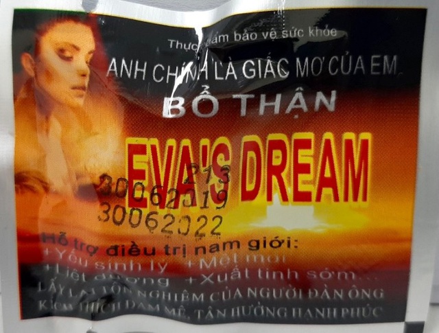 Mặt trước bao bì sản phẩm thực phẩm bảo vệ sức khỏe Bổ thận EVA’S DREAM