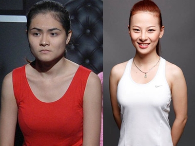 Quỳnh Trang (trái) và Trish Lương - hai thí sinh của cuộc thi Người giấu mặt
