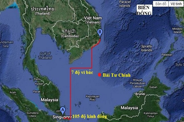 Lộ trình di chuyển của Rolldock Sea từ cảng Singapore đến cảng Cam Ranh