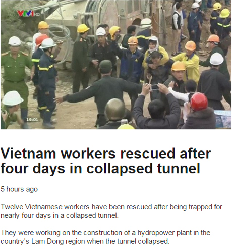 BBC chiếu cảnh các công nhân được giải cứu.