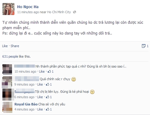 Phần chia sẻ của Ngọc Hà trên Facebook