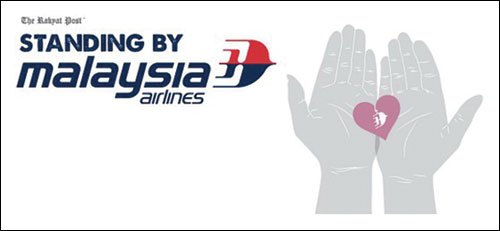 Rakyat Post gửi thông điệp kêu gọi mọi người sát cánh cùng Malaysia Airlines - Ảnh: Rakyat Post