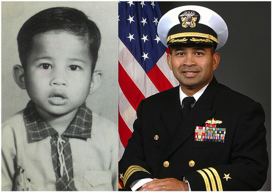 Misiewicz lúc còn bé và khi trở thành trung tá - hạm trưởng Hải quân Mỹ Ảnh: US NAVY Misiewicz lúc còn bé và khi trở thành trung tá - hạm trưởng Hải quân Mỹ Ảnh: US NAVY