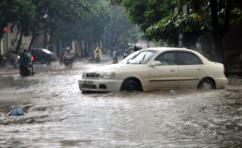 Giăng lưới bắt cá trên đường phố Lào Cai