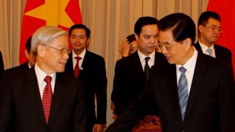 Tổng bí thư Nguyễn Phú Trọng trong cuộc gặp năm 2011 với Tổng bí thư Trung Quốc.