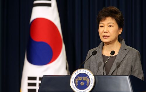 Tổng thống Hàn Quốc Park Geun-hye phát biểu sáng 19/5.