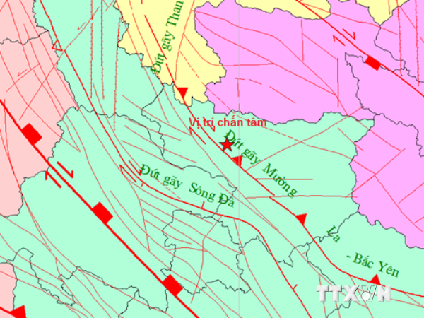 Động đất có độ lớn 4,0 độ richter tại tỉnh Sơn La. (Ảnh: Viện Vật lý địa cầu)