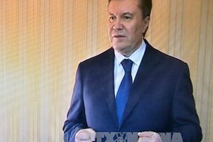 Ông Yanukovych phát biểu trên truyền hình ở Kharkov (Nguồn: AFP/TTXVN)