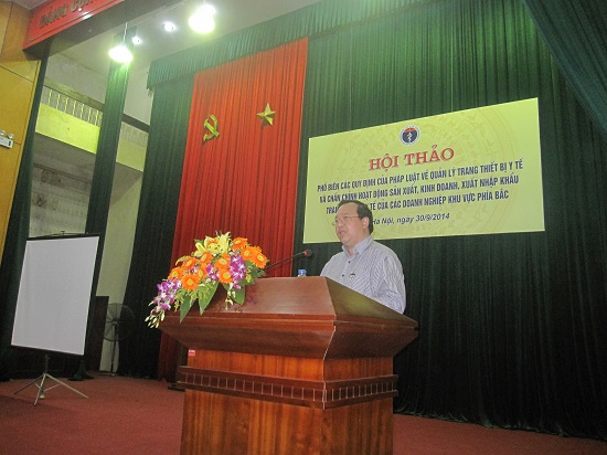 ThS. Nguyễn Minh Tuấn - Vụ trưởng Vụ TTB CTYT& phát biểu trong hội thảo.
