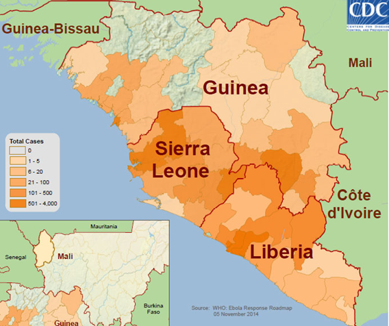 Bản đồ dịch bệnh Ebola hoành hành ở châu Phi