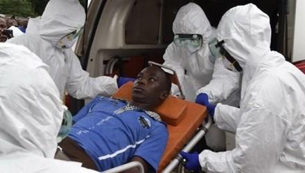 Nhân viên y tế chuyển một bệnh nhân nhiễm Ebola tới bệnh viện ở Biankouma, Costa Rica.