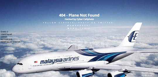 Ban đầu, trang web ghi dòng chữ Máy bay không được tìm thấy... Ảnh: Malay Mail Online
