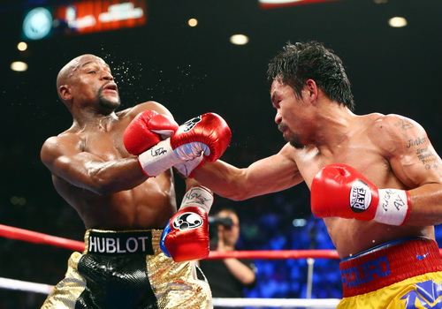 Pacquiao giáng trả mạnh mẽ Mayweather ở ván thứ 6 Pacquiao giáng trả mạnh mẽ Mayweather ở ván thứ 6