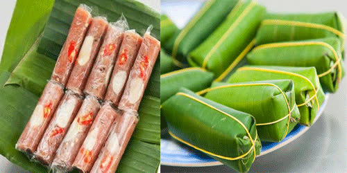 Nem chua Thanh Hóa: Thịt xay và da lợn được trộn cùng các gia vị, thêm lát ớt, lát tỏi và lá ổi, gói trong lá chuối rồi để vài ngày cho lên men, tạo ra vị chua thanh, cay cay hấp dẫn. Món nem chua thường được sử Ảnh: Dacsanthanhtam.