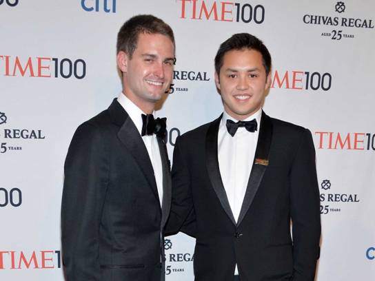 Hai nhà sáng lập ứng dụng Snapchat, Evan Spiegel (trái) và Bobby Murphy (phải) lọt vào top