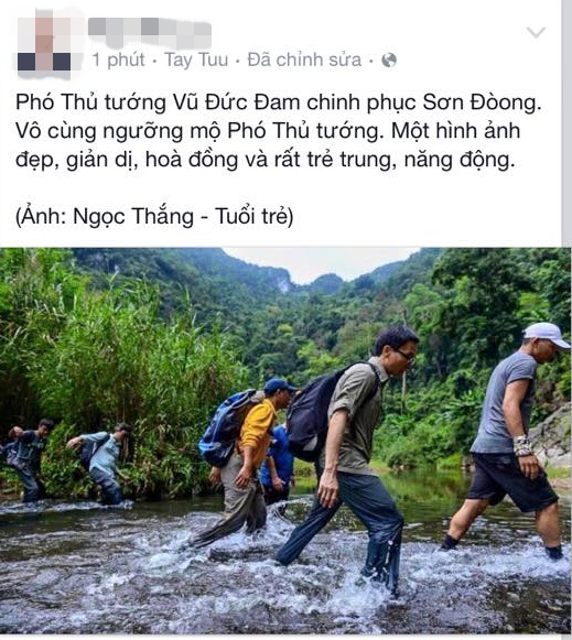 Hình ảnh PTT Vũ Đức Đam lội suối, trèo đèo giới thiệu Sơn Đoòng gây ấn tượng mạnh