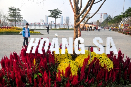 “Bản đồ Việt Nam bằng hoa lớn nhất” được thực hiện trên diện tích 378,1 m2 bên bờ Đông sông Hàn