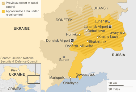 Chiến sự đã trở nên ác liệt tại miền đông Ukraine trong những ngày gần đây. (Đồ họa: