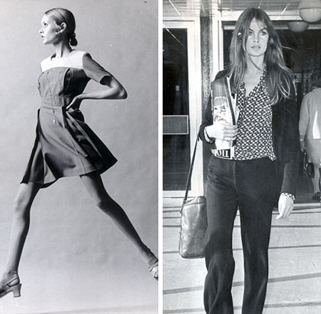 Các siêu mẫu nổi tiếng của thập niên 1960 - Twiggy (trái) và Jean Shrimpton (phải).