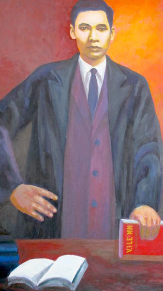 Nguyễn Ái Quốc (Ảnh chất liệu sơn dầu).