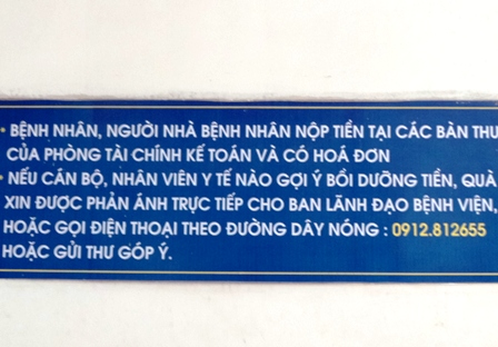 Đường dây nóng tiếp nhận phản ánh của người bệnh, người nhà bệnh nhân của các bệnh viện