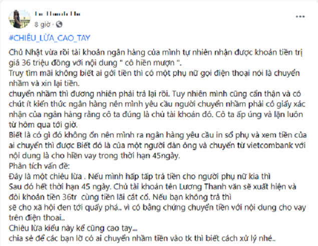 Chiêu lừa chuyển khoản nhầm được người dân cảnh báo.