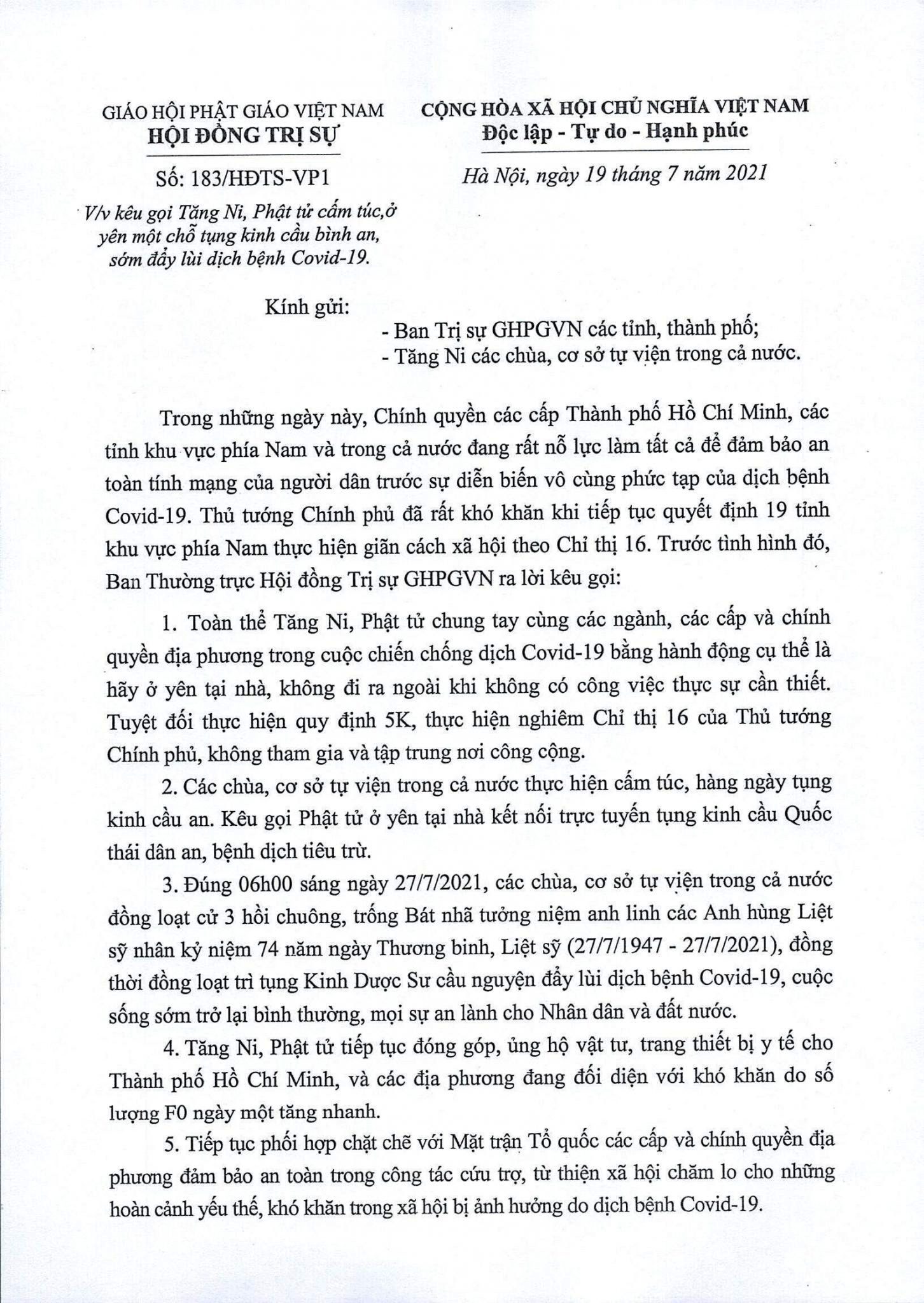 Giáo hội Phật giáo Việt Nam: Phật tử ở yên tại nhà, tuyệt đối thực hiện 5K - Ảnh 1.