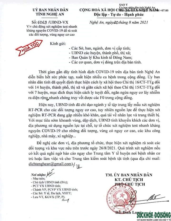 Nghệ An hỏa tốc khuyến khích các đơn vị, địa phương chủ động test nhanh COVID-19 - Ảnh 2.