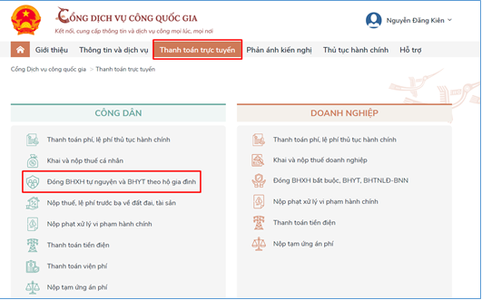 Cần biết: Cách đóng BHXH tự nguyện, gia hạn thẻ BHYT theo hộ gia đình trên Cổng Dịch vụ công Quốc gia - Ảnh 1.