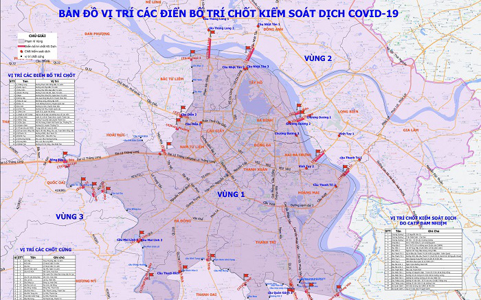 Hà Nội công bố chi tiết việc lưu thông qua các vùng phòng, chống dịch COVID-19