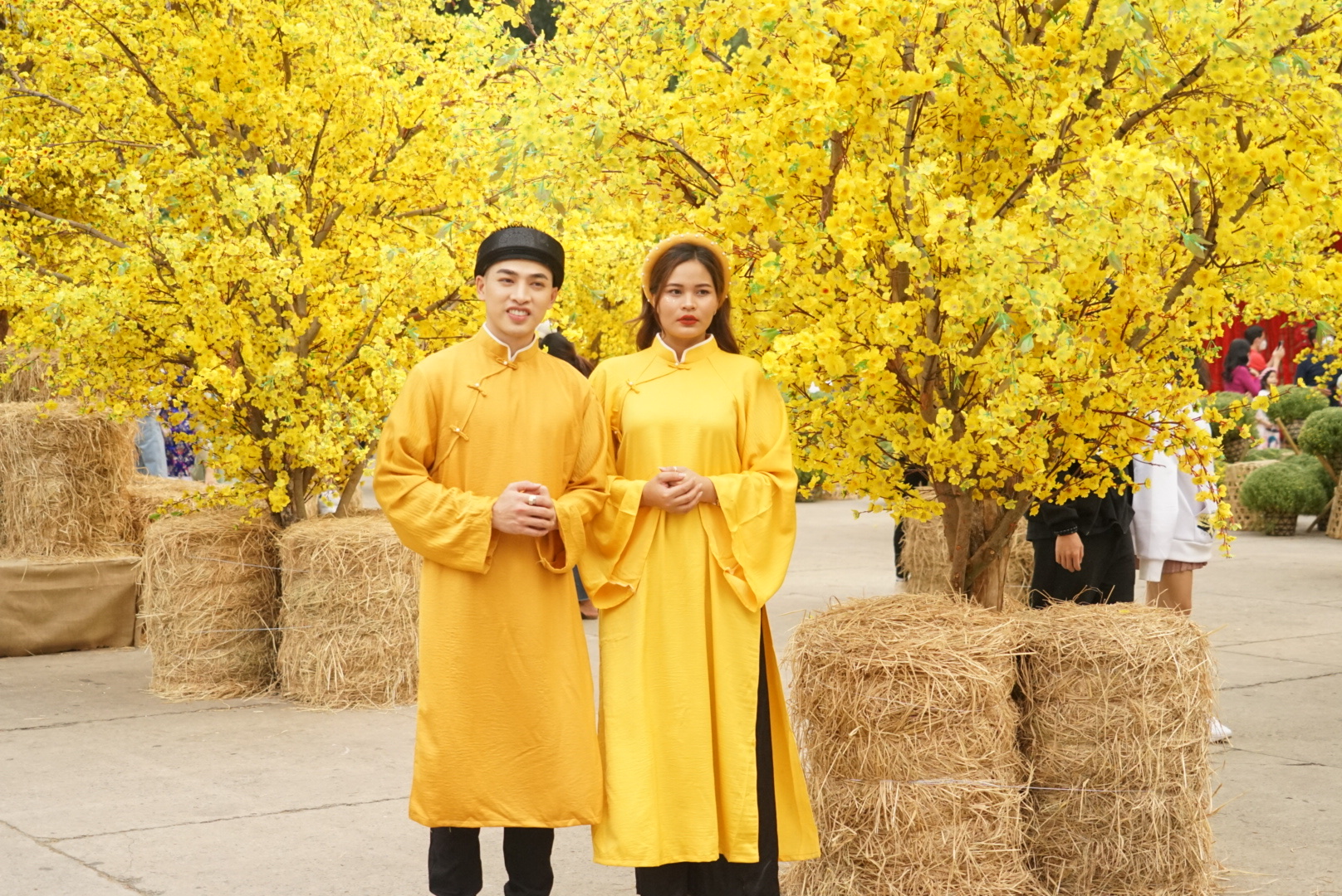 Người dân Sài Gòn nô nức "check-in", chụp ảnh áo dài ở vườn mai vàng, Phố ông đồ - Ảnh 5.