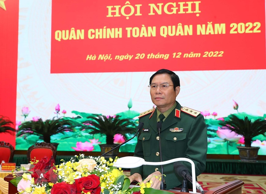 Tổng Bí thư Nguyễn Phú Trọng dự hội nghị Quân chính toàn quân năm 2022 - Ảnh 3.