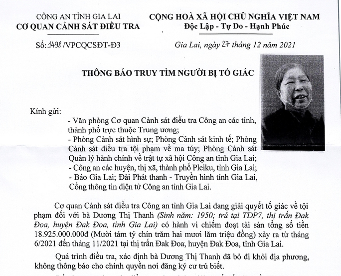 Truy tìm cụ bà 72 tuổi 'cuỗm' gần 19 tỷ đồng rồi bỏ trốn - Ảnh 2.