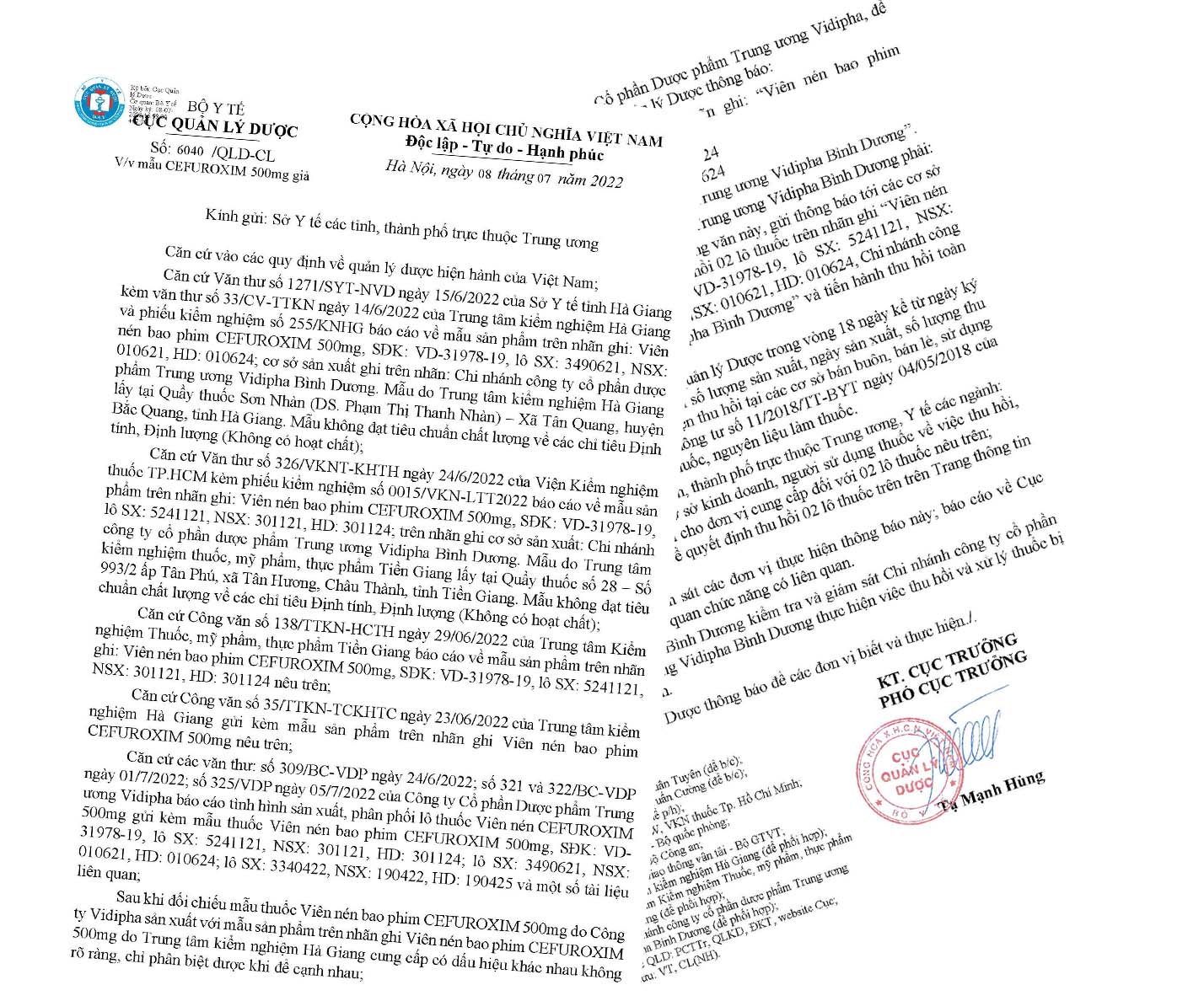 Thu hồi gấp mẫu thuốc kháng sinh Cefuroxim 500mg  bị làm giả - Ảnh 1.