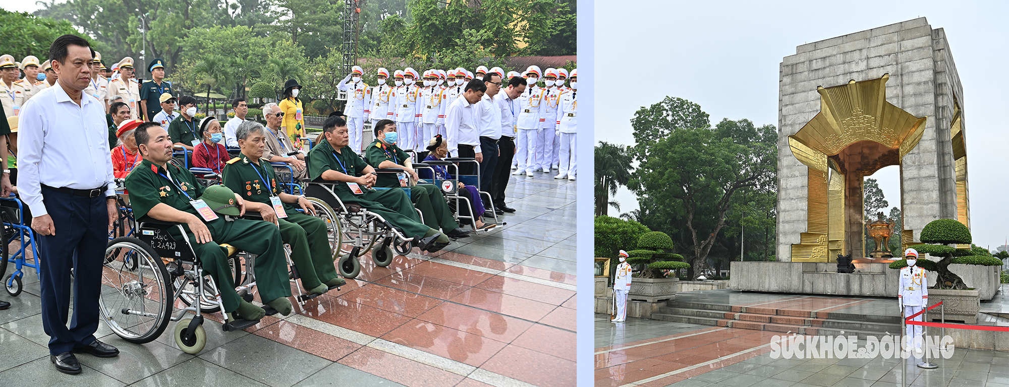 Đoàn đại biểu người có công với cách mạng tiêu biểu toàn quốc năm 2022 dâng hương tưởng niệm các Anh hùng liệt sĩ và vào Lăng viếng Chủ tịch Hồ Chí Minh - Ảnh 1.