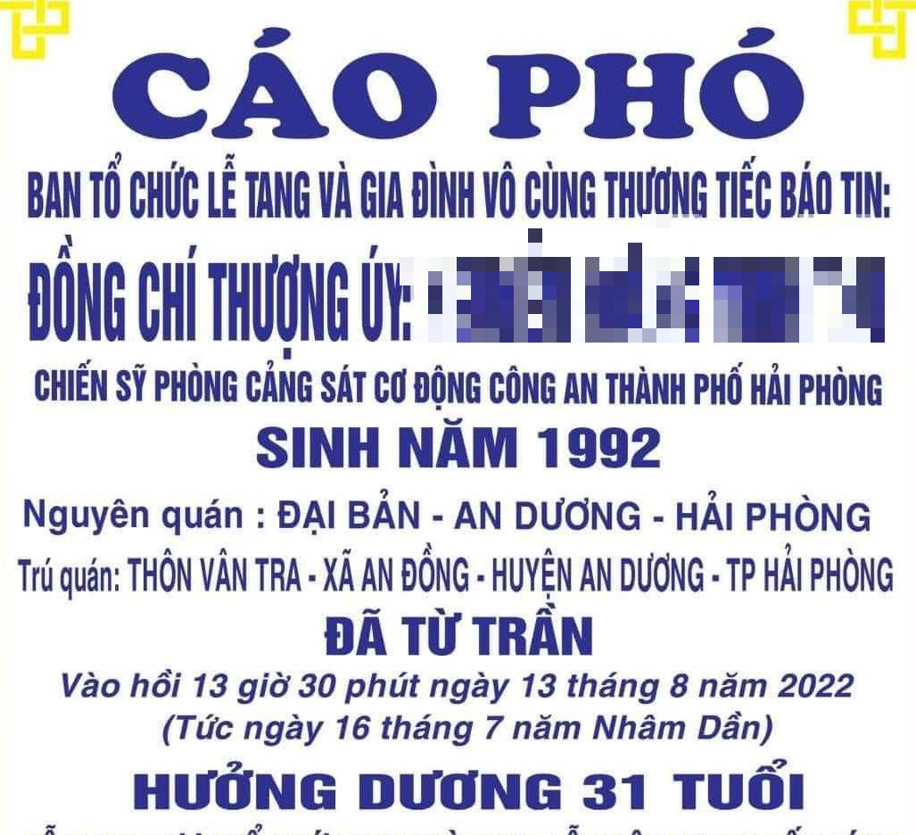 Vụ chồng sát hại vợ ở Hải Phòng: Nạn nhân tử vong là Thượng úy cảnh sát cơ động - Ảnh 2.