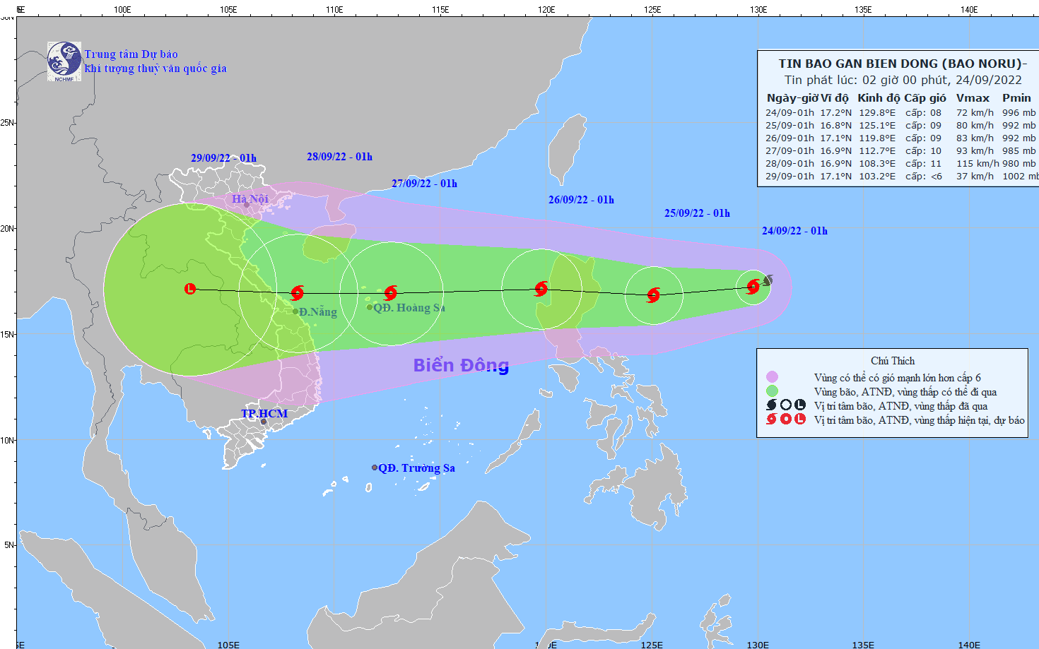 Thông tin cập nhật về cơn bão dị thường Noru