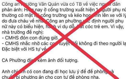 Hà Nội: Bác thông tin bắt cóc trẻ em ở Văn Quán 