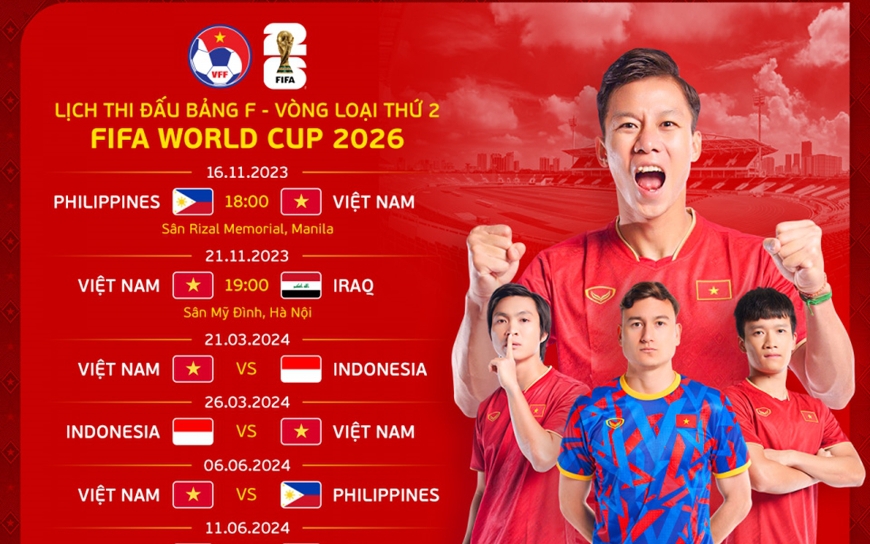 Lịch thi đấu của đội tuyển Việt Nam tại vòng loại thứ 2 World Cup 2026