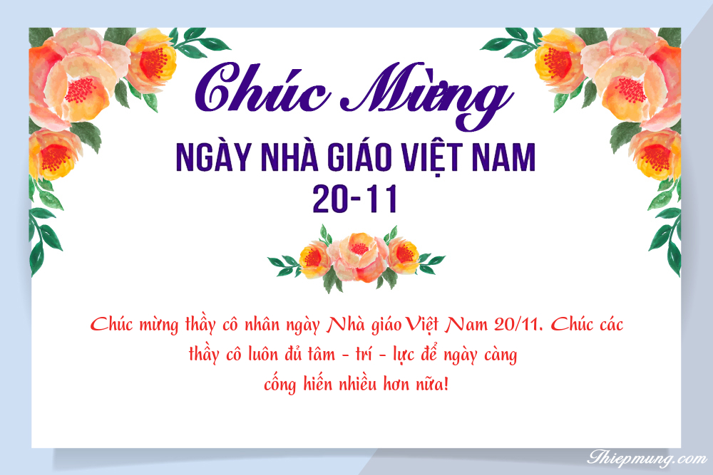 Mẫu Thiệp Chúc Mừng Ngày Nhà Giáo Việt Nam 20 11 Online đẹp