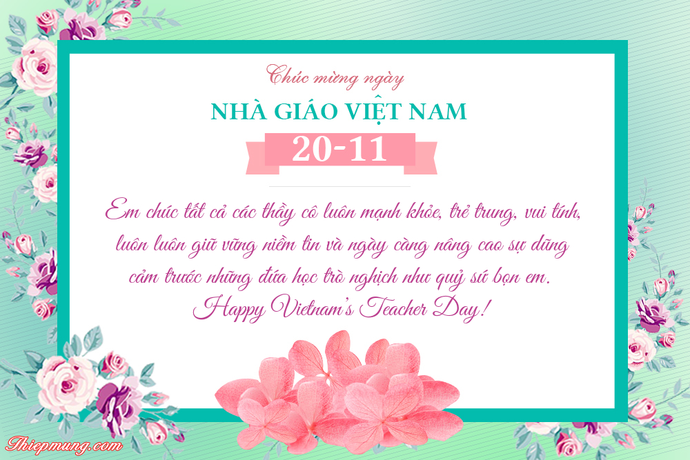 Mẫu thiệp chúc mừng ngày Nhà giáo Việt Nam 20/11 đẹp