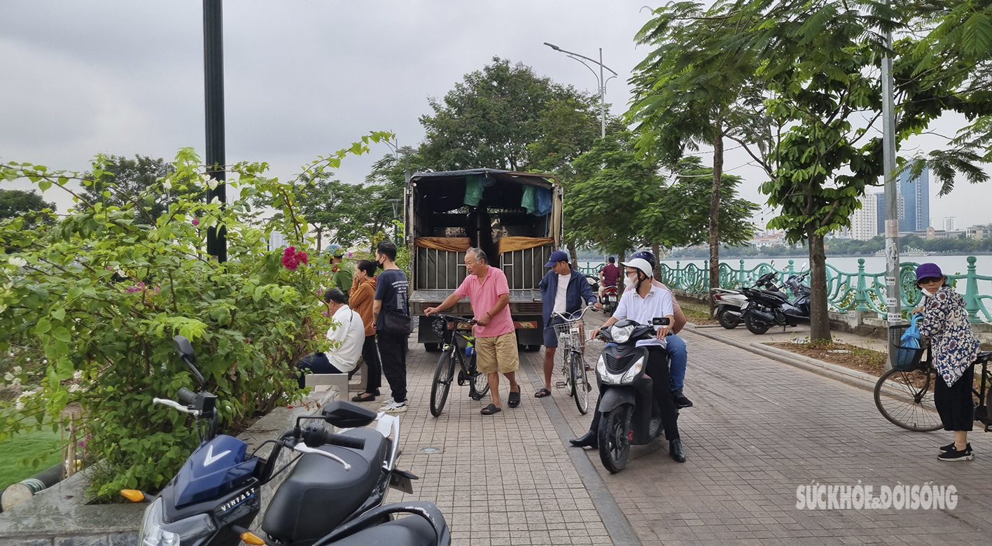 Công nhân lội bì bõm ‘trục xuất’ những con cá koi cuối cùng khỏi hồ Đầm Đông - Ảnh 13.