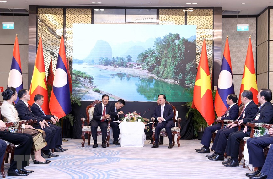 Hoạt động của Chủ tịch nước Võ Văn Thưởng tại Lào trong chiều 10/4 - Ảnh 3.