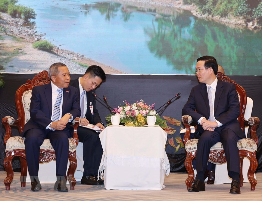 Hoạt động của Chủ tịch nước Võ Văn Thưởng tại Lào trong chiều 10/4 - Ảnh 7.