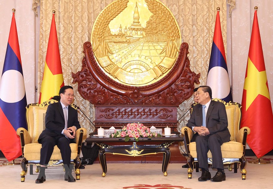 Chủ tịch nước Võ Văn Thưởng thăm các vị nguyên lãnh đạo của Lào - Ảnh 2.