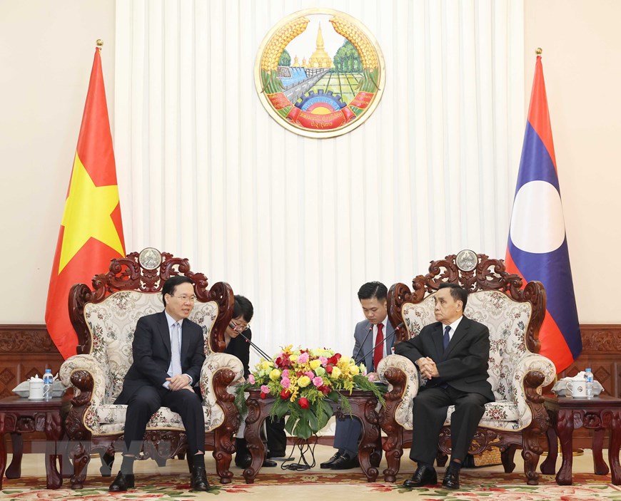 Chủ tịch nước Võ Văn Thưởng thăm các vị nguyên lãnh đạo của Lào - Ảnh 7.