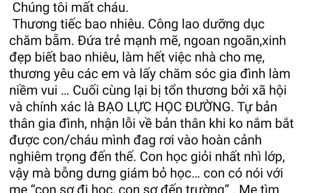 Nữ sinh lớp 10 trường chuyên ở Nghệ An tự tử, đang xác minh nghi vấn do bạo lực học đường