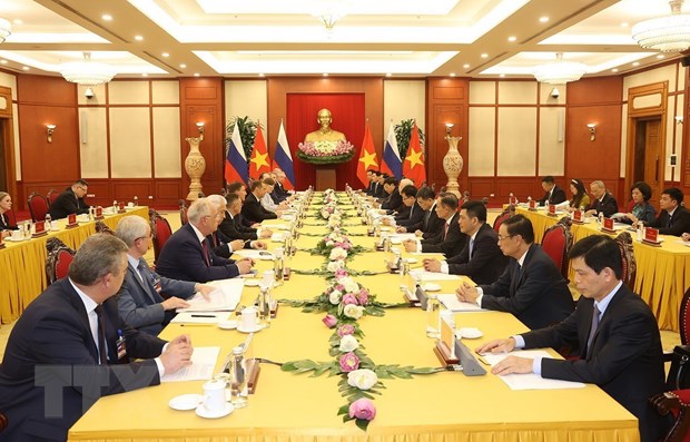 Tổng Bí thư hội đàm với Chủ tịch Đảng Nước Nga Thống nhất Medvedev - Ảnh 1. Tổng Bí thư hội đàm với Chủ tịch Đảng Nước Nga Thống nhất Medvedev - Ảnh 1.