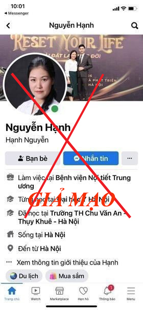 Các tài khoản mạo danh bác sĩ của bệnh viện.