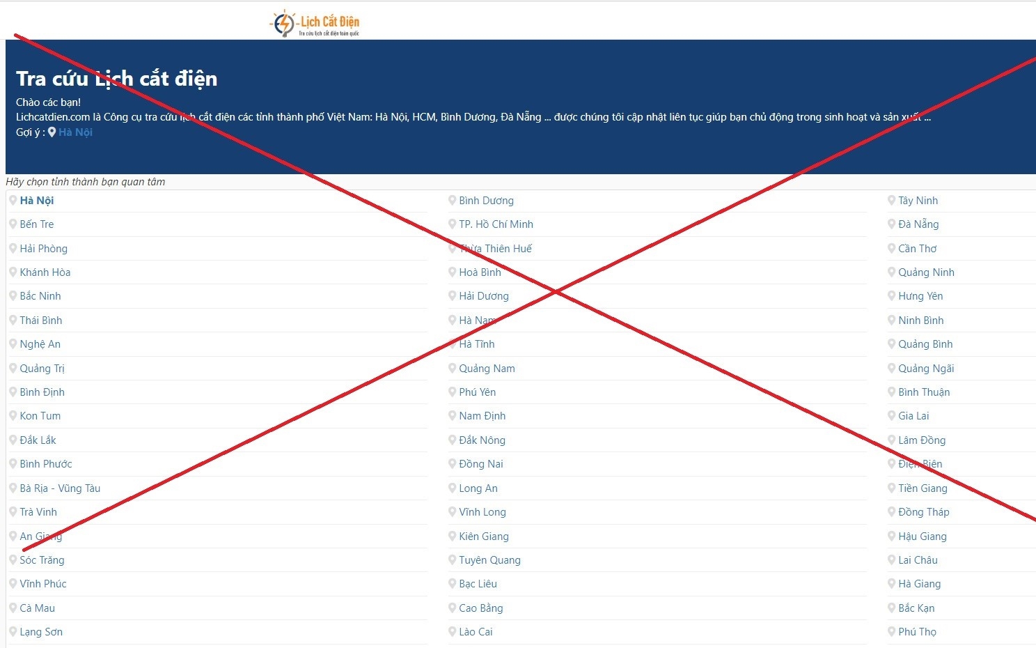 Xuất hiện nhiều website giả thông tin lịch cắt điện
